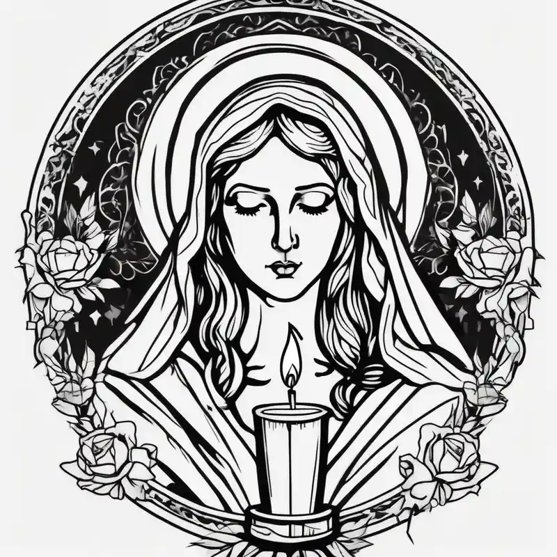 old school style Ideas de tatuajes de Drake en 2025 about virgin maria holds 1 candle in her hand and tattoo should be full color drake tattoos